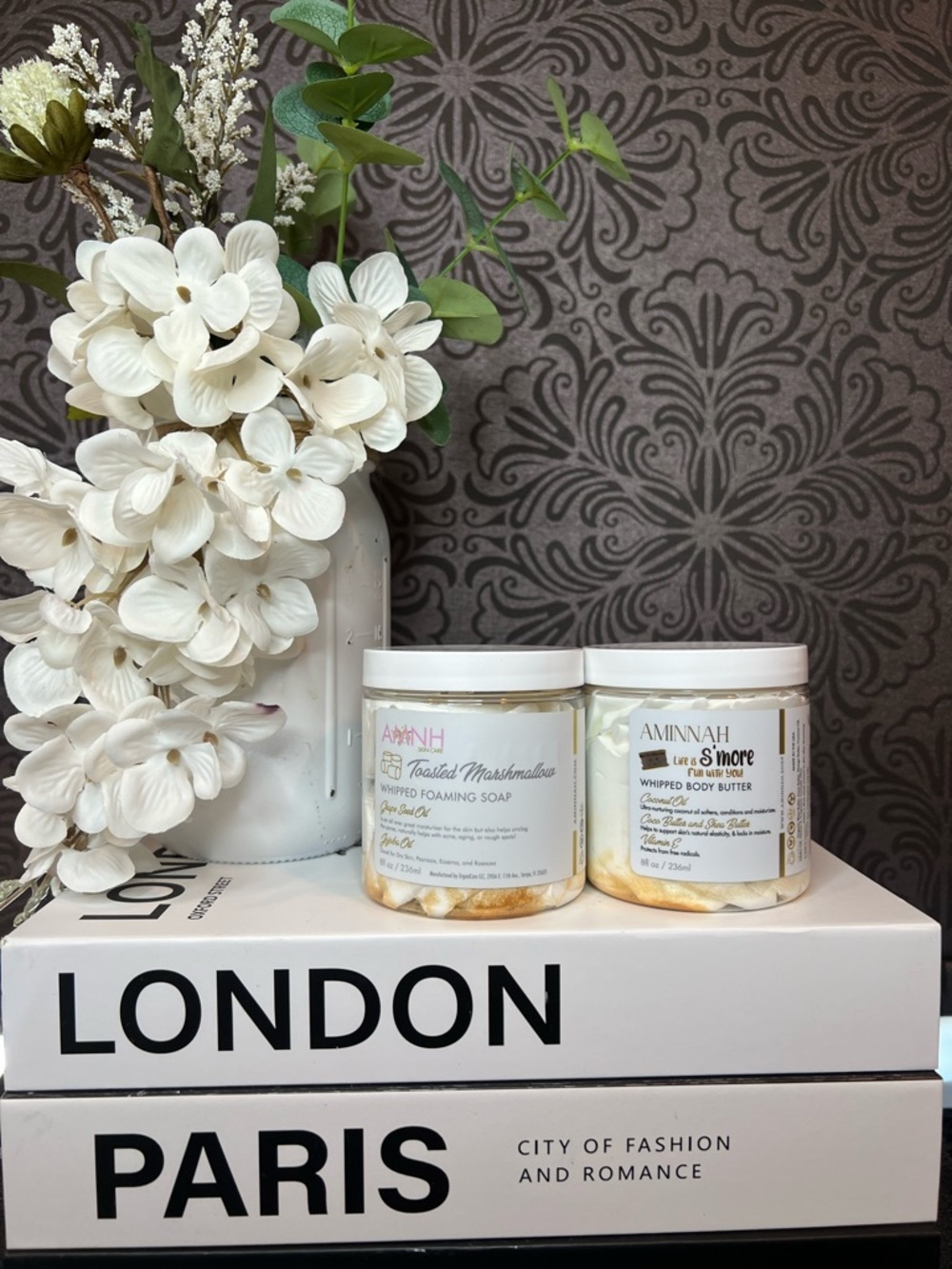 AMINNAH Toasted Marshmallow Whipped Foaming Soap & S'more Whipped Body Butter